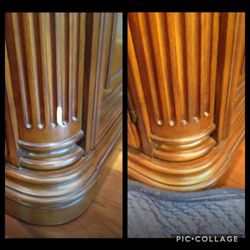 Furniture Medic by Riddle Services - Before and After repair of chipped wood on client's desk