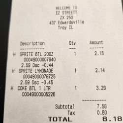 Troy ZX - receipt from 2 days ago
