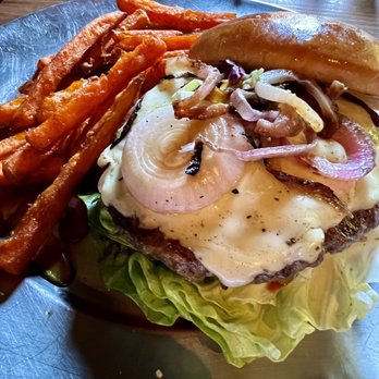 Eureka! - Eureka Burger with Sweet Potato Fries - Burgers Near Me - Claremont, California Eureka! - Eureka Burger with Sweet Potato Fries - Burgers Near Me - Claremont, California