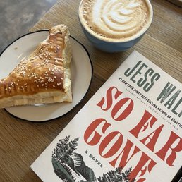 vanilla latte, ham and cheese turnover