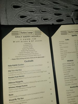 Menu photo 1 Shutters Lounge Lihue, HI Menu photo 1 Shutters Lounge Lihue, HI