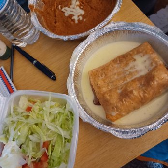 Tony’s Mexican Restaurant - Chimichanga, beans  and salad mix. - Mexican Near Me - Nashville, Tennessee