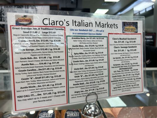 Menu photo 2 Claro's Italian Markets Arcadia, CA