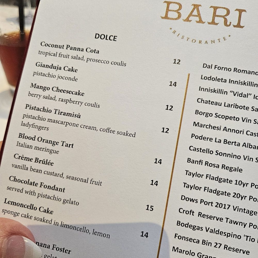 Bari Ristorante - Menu - Italian Near Me - Houston, Texas Bari Ristorante - Menu - Italian Near Me - Houston, Texas