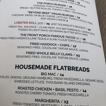 The Front Porch Piano Bar & Restaurant - Menu - Lounges Near Me - Ogunquit, Maine