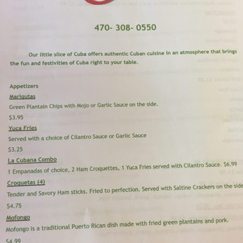 La Cubana - Menu as of 3/31/2017 - Cuban Near Me - Marietta, Georgia La Cubana - Menu as of 3/31/2017 - Cuban Near Me - Marietta, Georgia