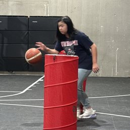 first time dribbling and she actually learned fast with coach frank. first time dribbling and she actually learned fast with coach frank.