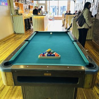 Ilium Brewing co - Downstairs.  Pool, seating and bar - Bars Near Me - Troy, New York