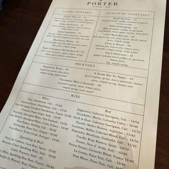 Porter Kitchen + Bar - Cocktail and wine list - Bars Near Me - Freeport, Maine