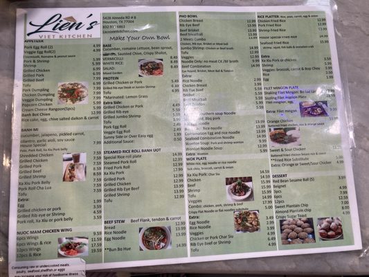 Menu photo 1 Lien's Viet Kitchen Houston, TX