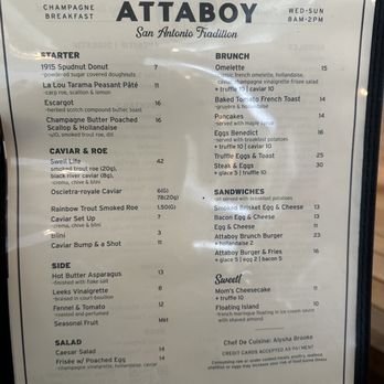 Cullum's Attaboy - Food menu - Breakfast & Brunch Near Me - San Antonio, Texas