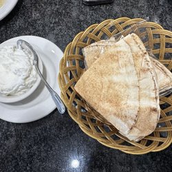 Sahara Restaurant - Garlic sauce and complimentary pita.