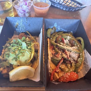 Michi Tacos - Chicken taco on left - potato taco on right - Tacos Near Me - Menifee, California