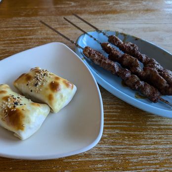 Ma's Kitchen - Left is samsa, right is lamb kabob. Both were ok and quite spicy - Chinese Near Me - Rowland Heights, California