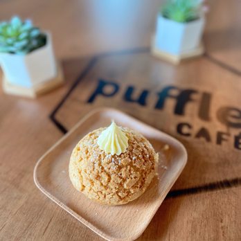Puffle Cafe - a pastry on a small plate - Cafes Near Me - Guelph, Ontario