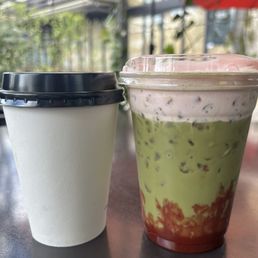CAPPUCCINO - HOT + MATCHA LATTE - ICED (strawberry) CAPPUCCINO - HOT + MATCHA LATTE - ICED (strawberry)