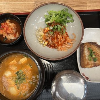 Choi Ga - Cheong-Guk Jang soup with a grilled fish and side banchans. - Korean Near Me - Closter, New Jersey