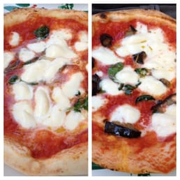 Napoli pizza (margherita style with anchovies) & Siciliana pizza (margherita style with eggplant) Napoli pizza (margherita style with anchovies) & Siciliana pizza (margherita style with eggplant)