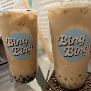 BingBing - Premium Jasmin Green Milk Tea with boba and Premium Black Milk Tea with crystal boba - Coffee & Tea Near Me - Fremont, California