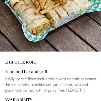 Richmond Bar & Grill - OTM Club Offer: Chipotle Chicken Roll - Bars Near Me - El Segundo, California Richmond Bar & Grill - OTM Club Offer: Chipotle Chicken Roll - Bars Near Me - El Segundo, California