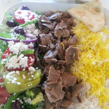 AZ Kabob House - Gyro platter with half rice and half Greek salad. $10 - Persian/Iranian Near Me - Phoenix, Arizona