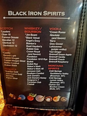 Menu photo 4 Black Iron Grill Miles City, MT