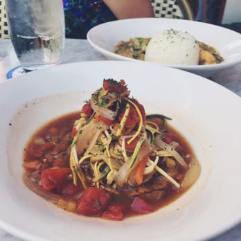 Tableau - Vegan ratatouille and seafood stew in the back with popcorn rice - Cajun/Creole Near Me - New Orleans, Louisiana