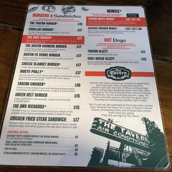 The Tavern - Menu - Sports Bars Near Me - Austin, Texas