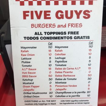 Five Guys - Menu - Burgers Near Me - Lone Tree, Colorado Five Guys - Menu - Burgers Near Me - Lone Tree, Colorado