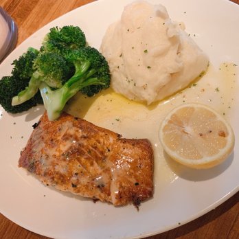 Stoney River - Pan-roasted Cold Water Salmon+ From Norway. Garlic whipped potatoes and broccoli. Szechuan style or lemon buerre blanc - Steakhouses Near Me - Troy, Michigan Stoney River - Pan-roasted Cold Water Salmon+ From Norway. Garlic whipped potatoes and broccoli. Szechuan style or lemon buerre blanc - Steakhouses Near Me - Troy, Michigan