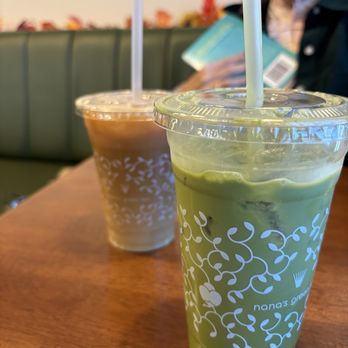 Nana's Green Tea - Delish! Matcha tea with oat milk and a Americano coffee - Japanese Near Me - Las Vegas, Nevada