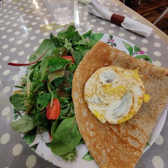 Geppetto Cafe - Savory crepe with mysterious 'scrambled' egg on top. - Creperies Near Me - Pittsburgh, Pennsylvania
