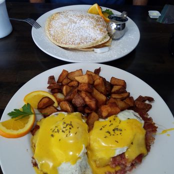 The Breakfast Shack - Irish Benedict and a SHORT stack!! Yum! - Diners Near Me - Boynton Beach, Florida