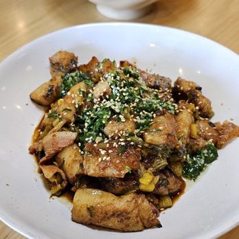 Jun Bistro - Cheung Fun Sit-Fried with Ham and Chives - Chinese Near Me - Milpitas, California Jun Bistro - Cheung Fun Sit-Fried with Ham and Chives - Chinese Near Me - Milpitas, California