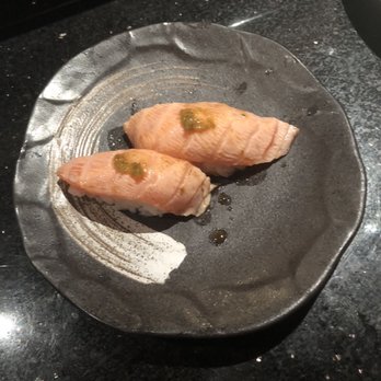 Ginza Sushi - Nigiri style aburi salmon toro (with the delicious special sauce on top) - Sushi Bars Near Me - Tucson, Arizona