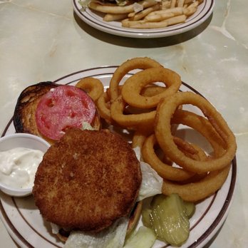 Kaffe Stuga - Shrimp burger in front Stuga Burger in back. - Breakfast & Brunch Near Me - Harris, Minnesota