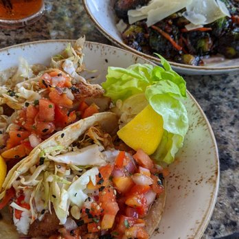 Three's Bar & Grill - Fish tacos and brussel sprouts. - Asian Fusion Near Me - Kihei, Hawaii