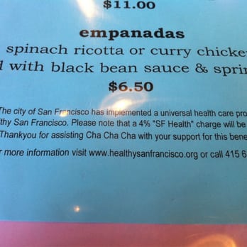 Cha Cha Cha - 4% SF health tax? - Caribbean Near Me - San Francisco, California Cha Cha Cha - 4% SF health tax? - Caribbean Near Me - San Francisco, California
