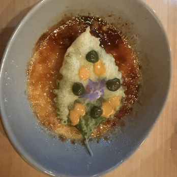 Red Paper Clip - Crème brulee with a tempura fried leaf. Tastes as good as it looks. - New American Near Me - New York, New York Red Paper Clip - Crème brulee with a tempura fried leaf. Tastes as good as it looks. - New American Near Me - New York, New York