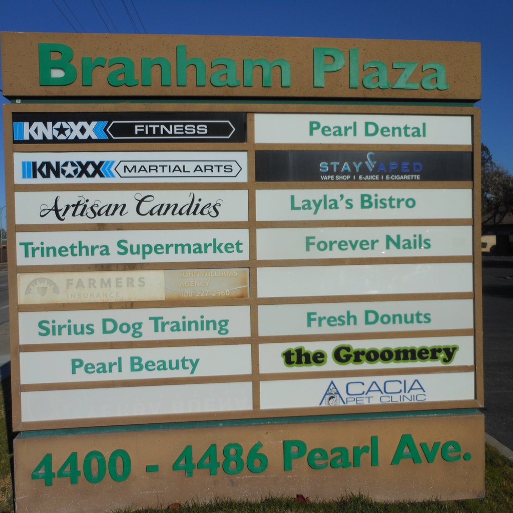 Branham Plaza - sign with all businesses - Shopping Centers Near Me - San Jose, California