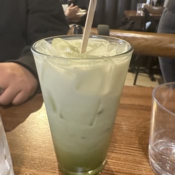 Stray Hen Cafe - Iced Matcha Latte w/ Pistachio syrup - Breakfast & Brunch Near Me - Elmhurst, Illinois