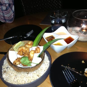 Three Dots and A Dash - Whoops, this is actually the coconut shrimp with dipping sauces. - Asian Fusion Near Me - Chicago, Illinois Three Dots and A Dash - Whoops, this is actually the coconut shrimp with dipping sauces. - Asian Fusion Near Me - Chicago, Illinois