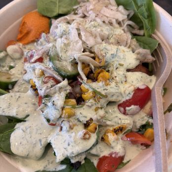 CAVA - This was the Goddess bowl I got ... portion didn't even reach the brim of bowl as advertised!!! - Mediterranean Near Me - Rialto, California