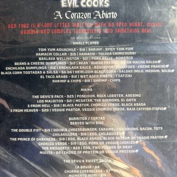 Evil Cooks - El menú - parece un álbum death metal - Mexican Near Me - Los Angeles, California