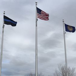 Lincoln County Law Enforcement Memorial - Flags over the memorial