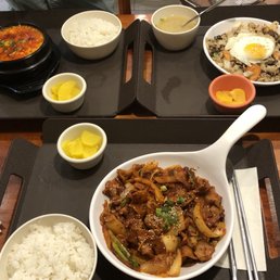 Soon dobu(top left), Kim Chi Fried Rice(top right), Kim Chi Jae Yook Bok Eum(bottom)