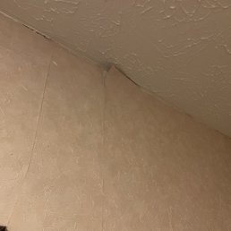 Peeling wallpaper in the shower