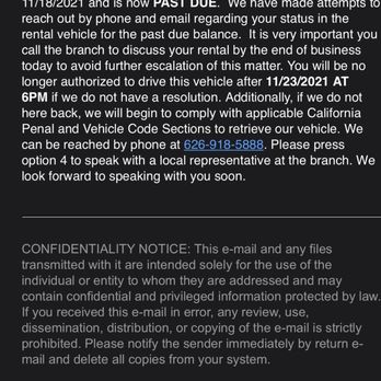 Enterprise Rent-A-Car - The email they sent me - Car Rental Near Me - La Puente, California Enterprise Rent-A-Car - The email they sent me - Car Rental Near Me - La Puente, California
