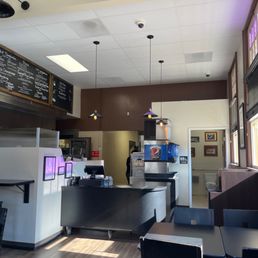 the inside of a restaurant