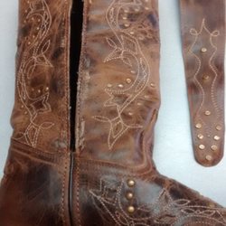 Lakeland Shoe Repair - "In process" -we have opened the boot and made the leather gusset to insert